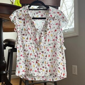 Alice + Olivia White Printed Women's Top